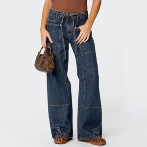 Edikted Funky Stitch Low Rise Jeans